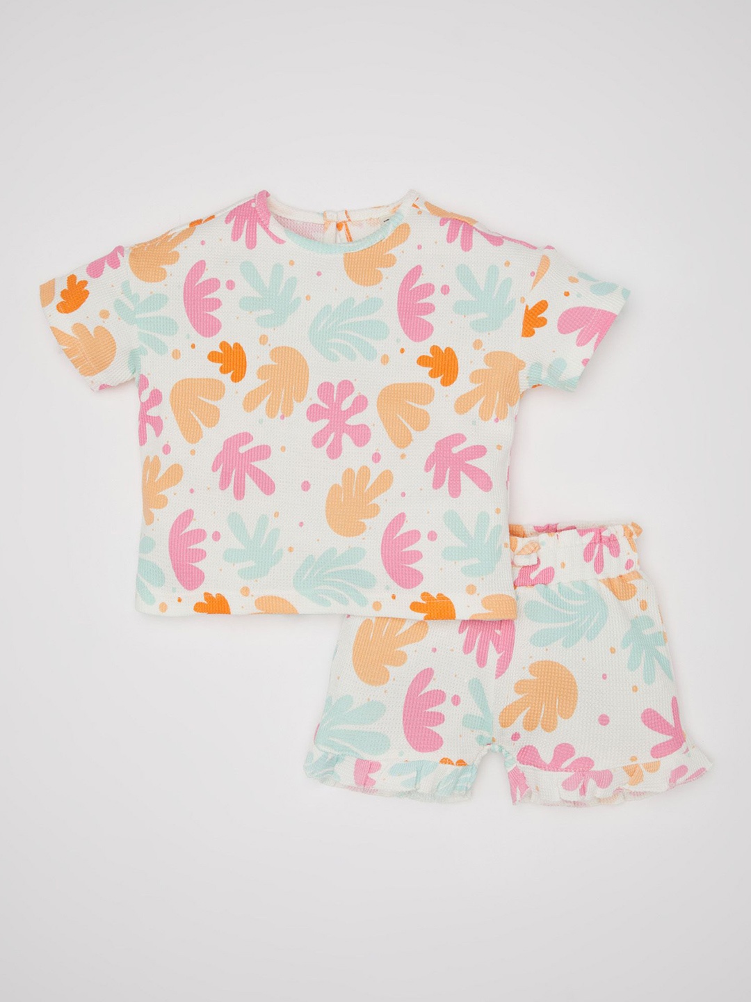 

DeFacto Girls Printed Pure Cotton T-shirt With Short, White