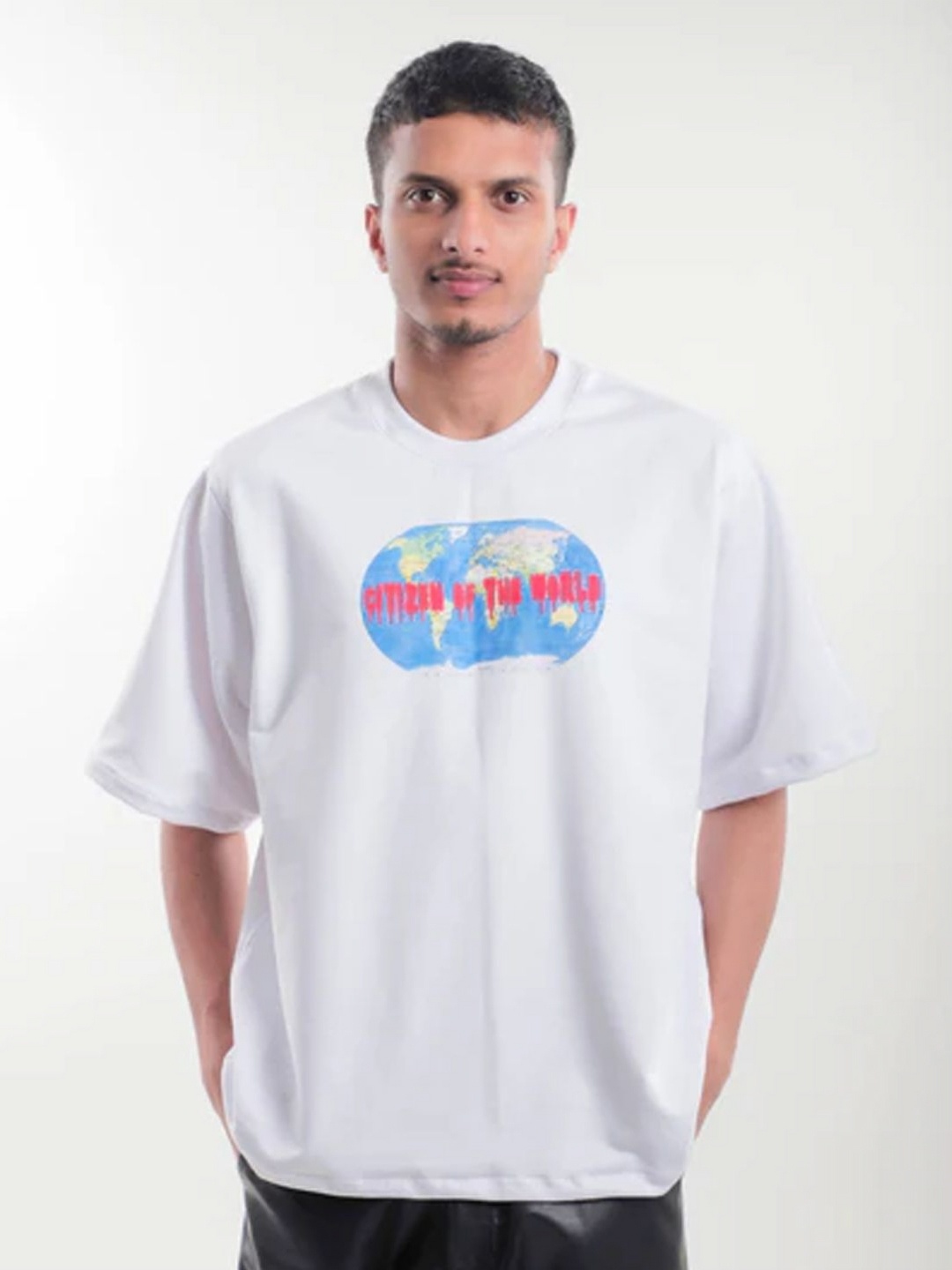 

TOFFLE Unisex Typography Printed Oversized T-shirt, White