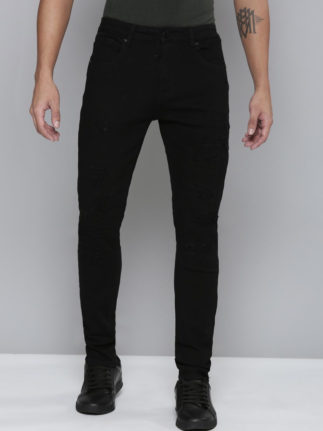 

WAIMEA Men Comfort Skinny Fit Stretchable Jeans, Black