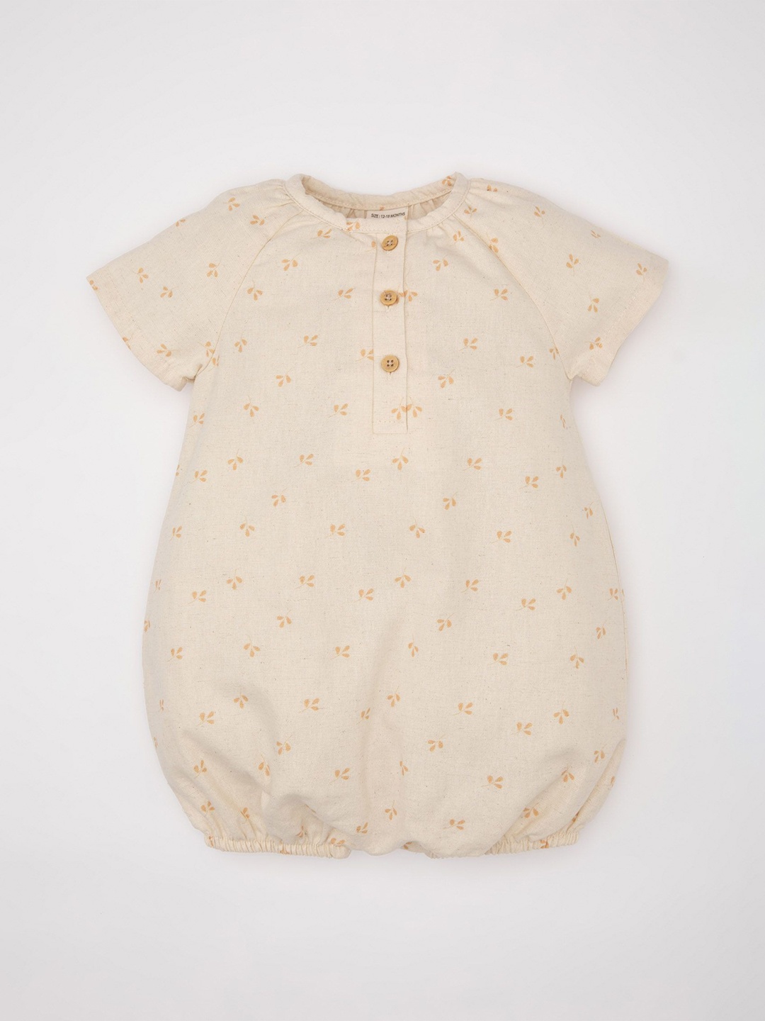 

DeFacto Girls Printed Cotton Romper, Beige