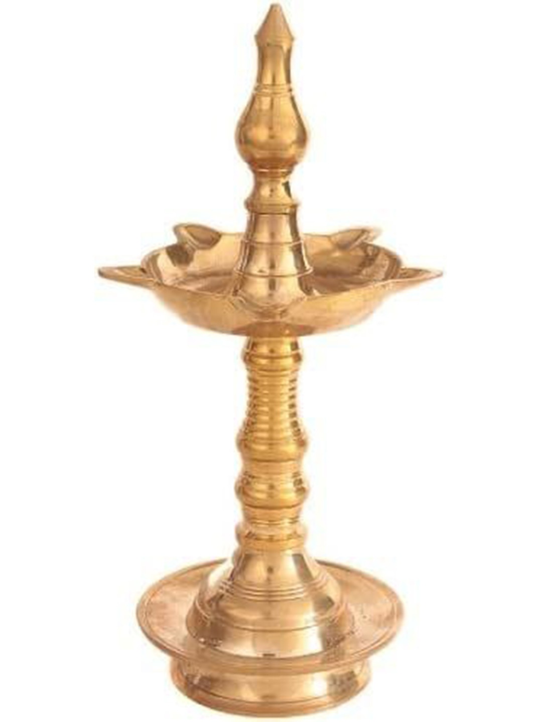 

Exotic India Gold Toned Brass Five Wick Puja Lamp