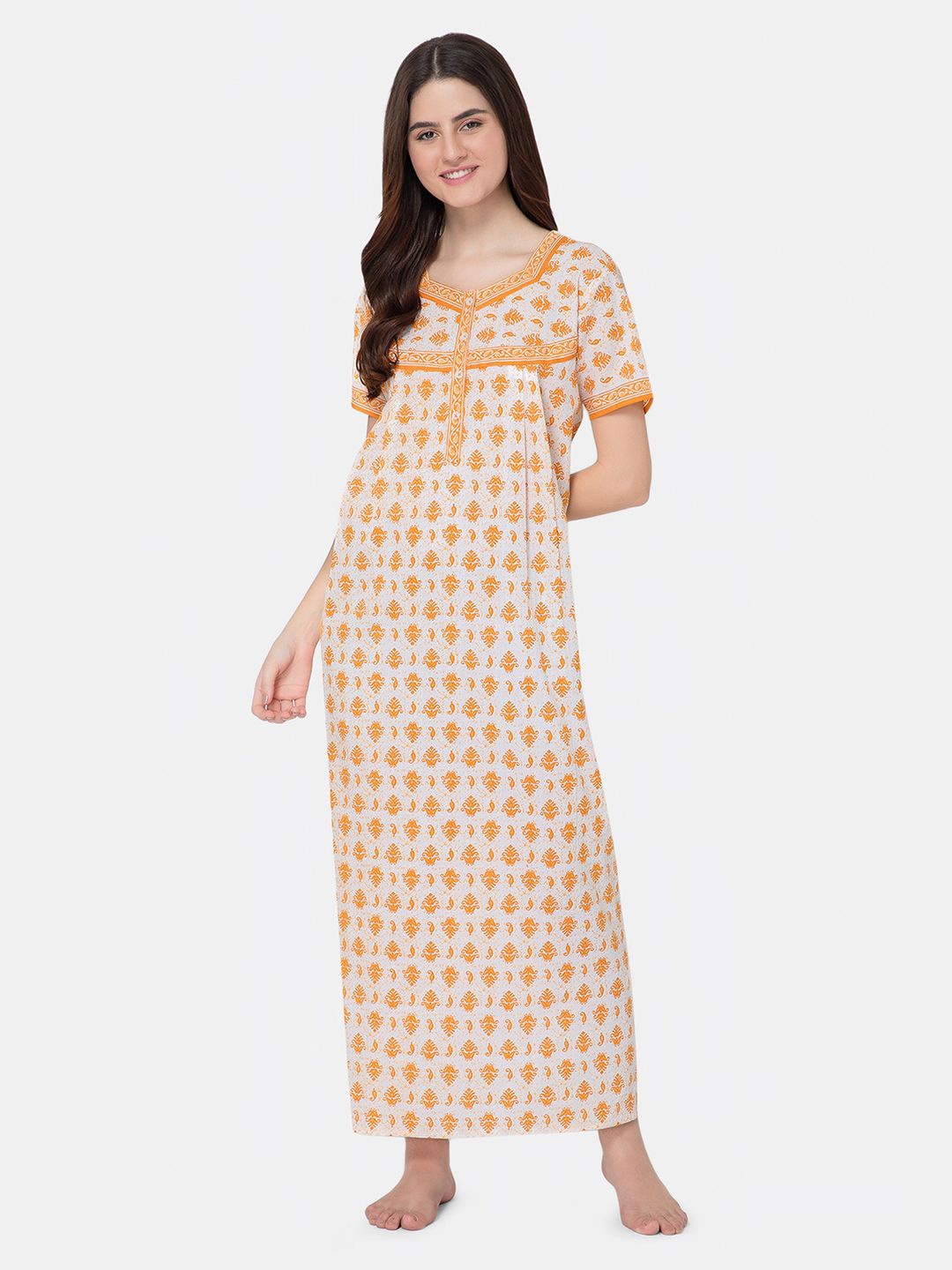 

NAIDU HALL Pure Cotton Printed Maxi Nightdress, White