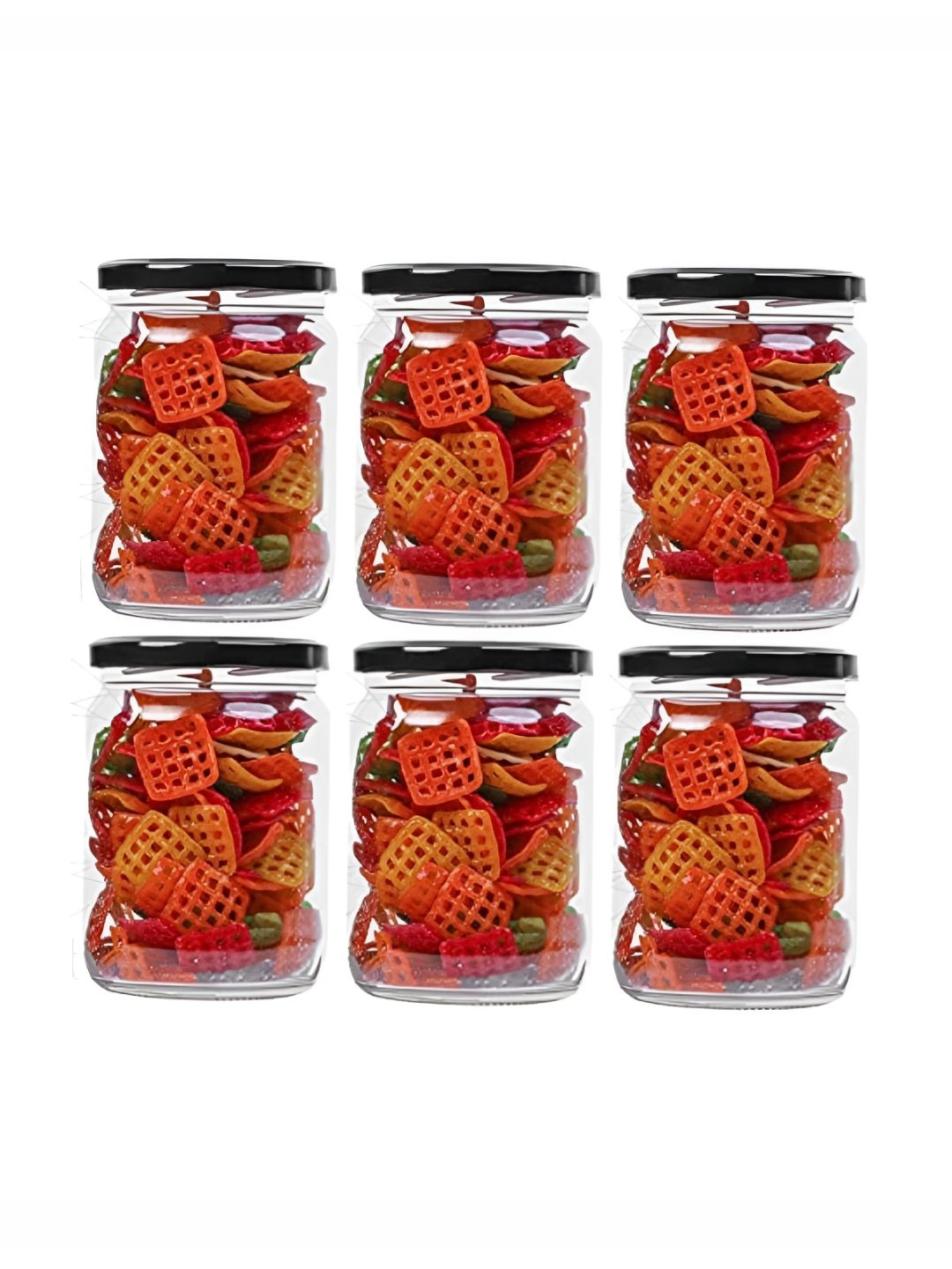 

CROCO JAR Piramal Transparent & Black 6 Pieces Glass Containers - 500 ml