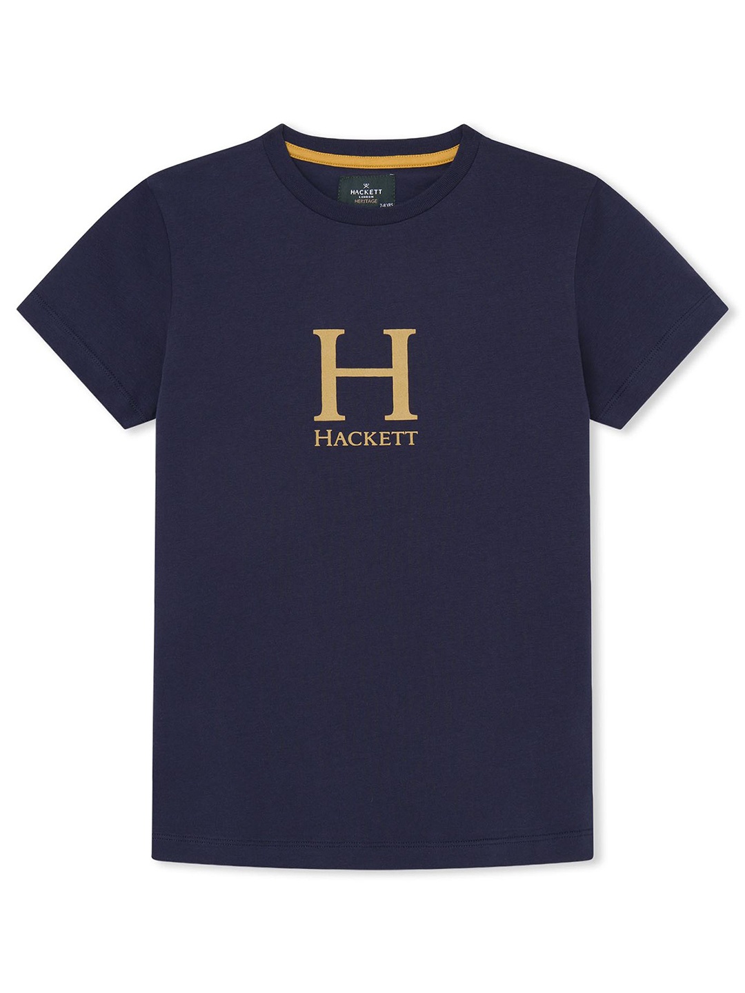 

HACKETT LONDON Boys Typographic Printed Round Neck Cotton Slim Fit T-shirt, Navy blue