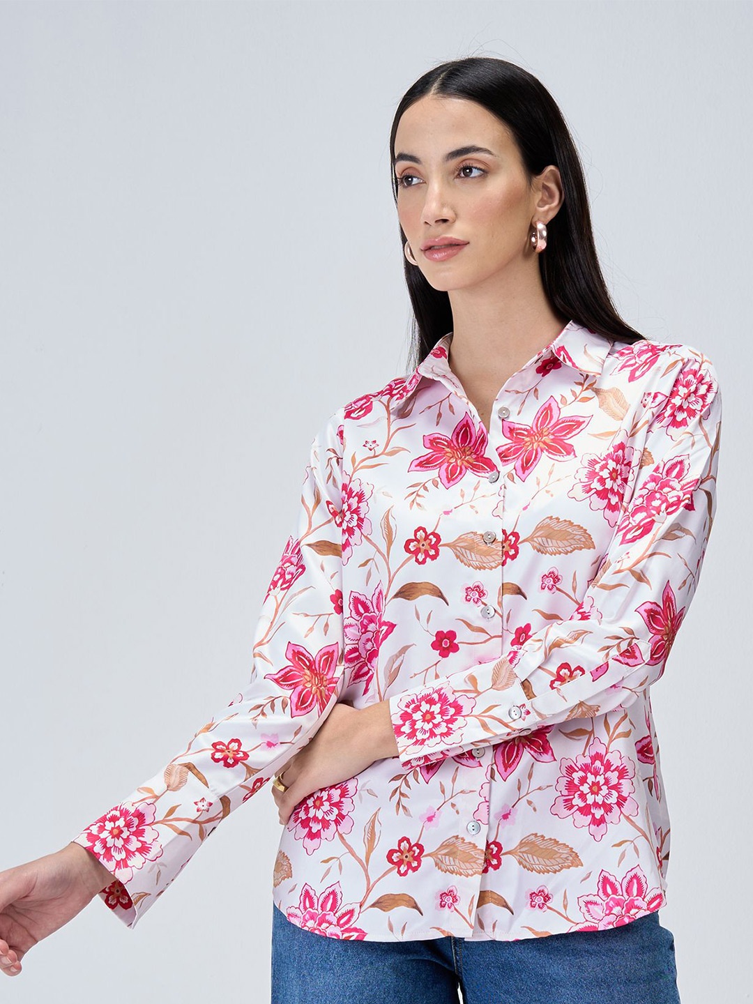 

SALT ATTIRE Women Classic Spread Collar Floral Printed Casual Shirt, Multi