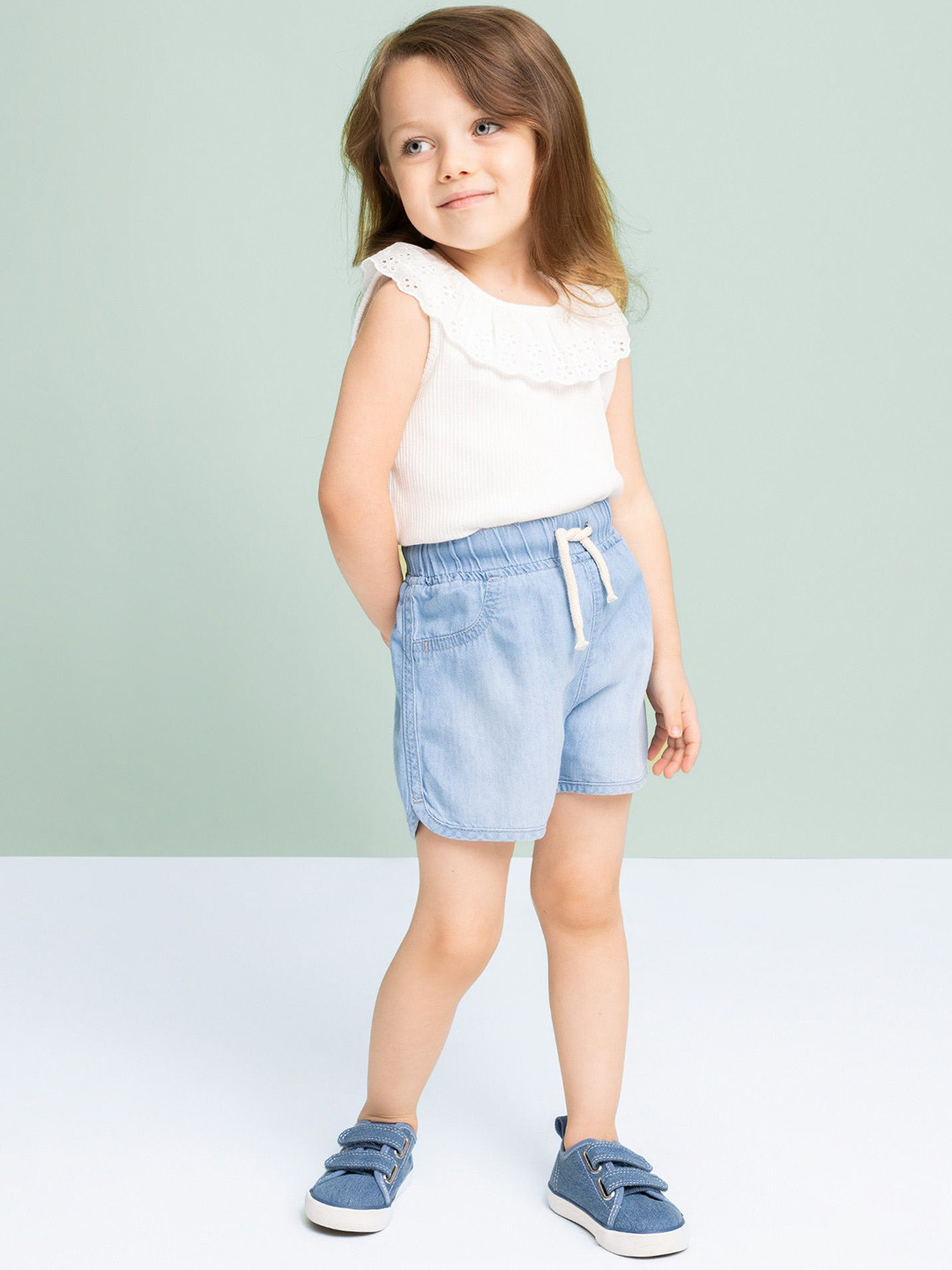

DeFacto Girls Cotton Washed Denim Shorts, Blue