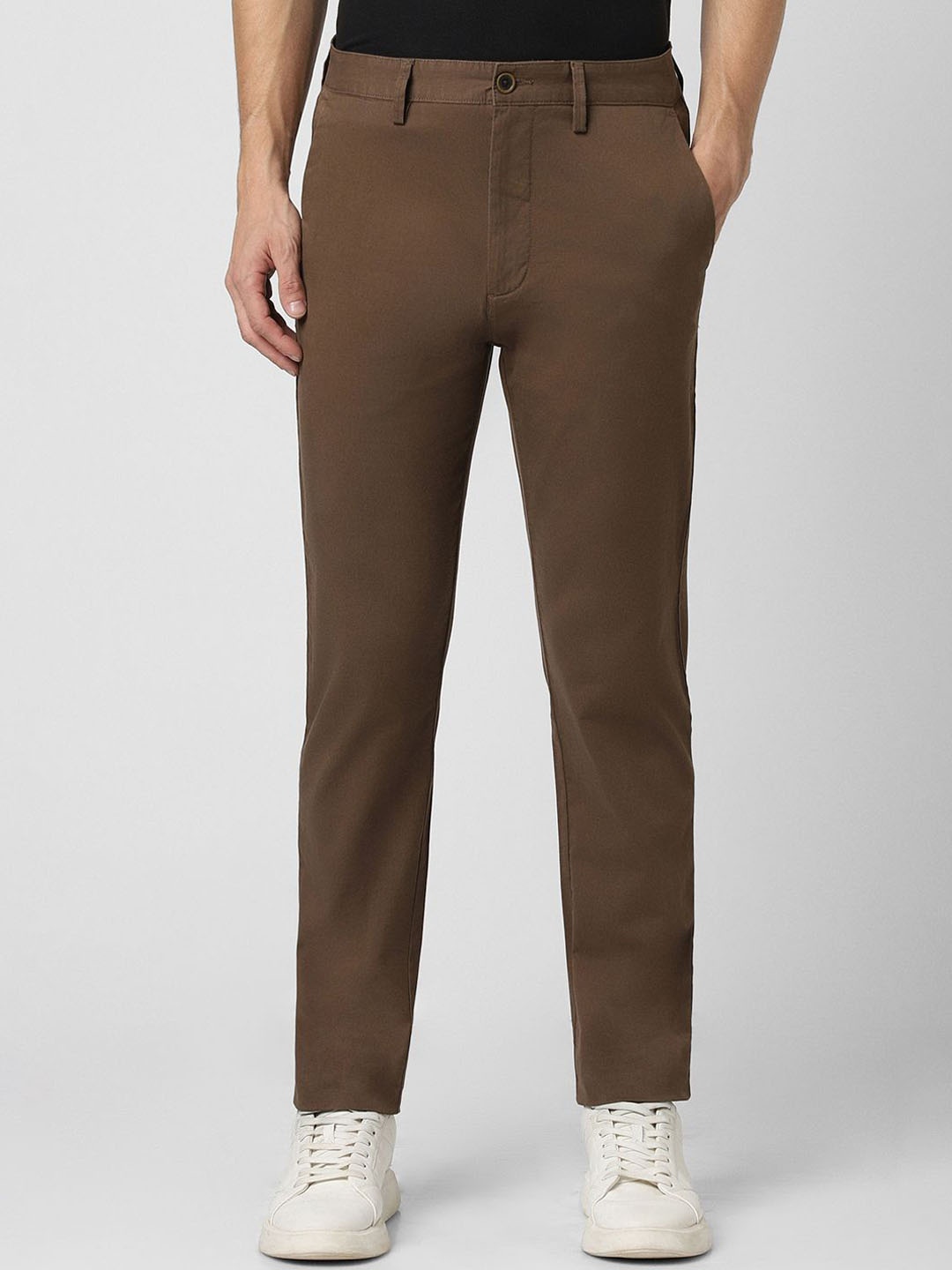 

Peter England Casuals Men Slim Fit Trousers, Brown