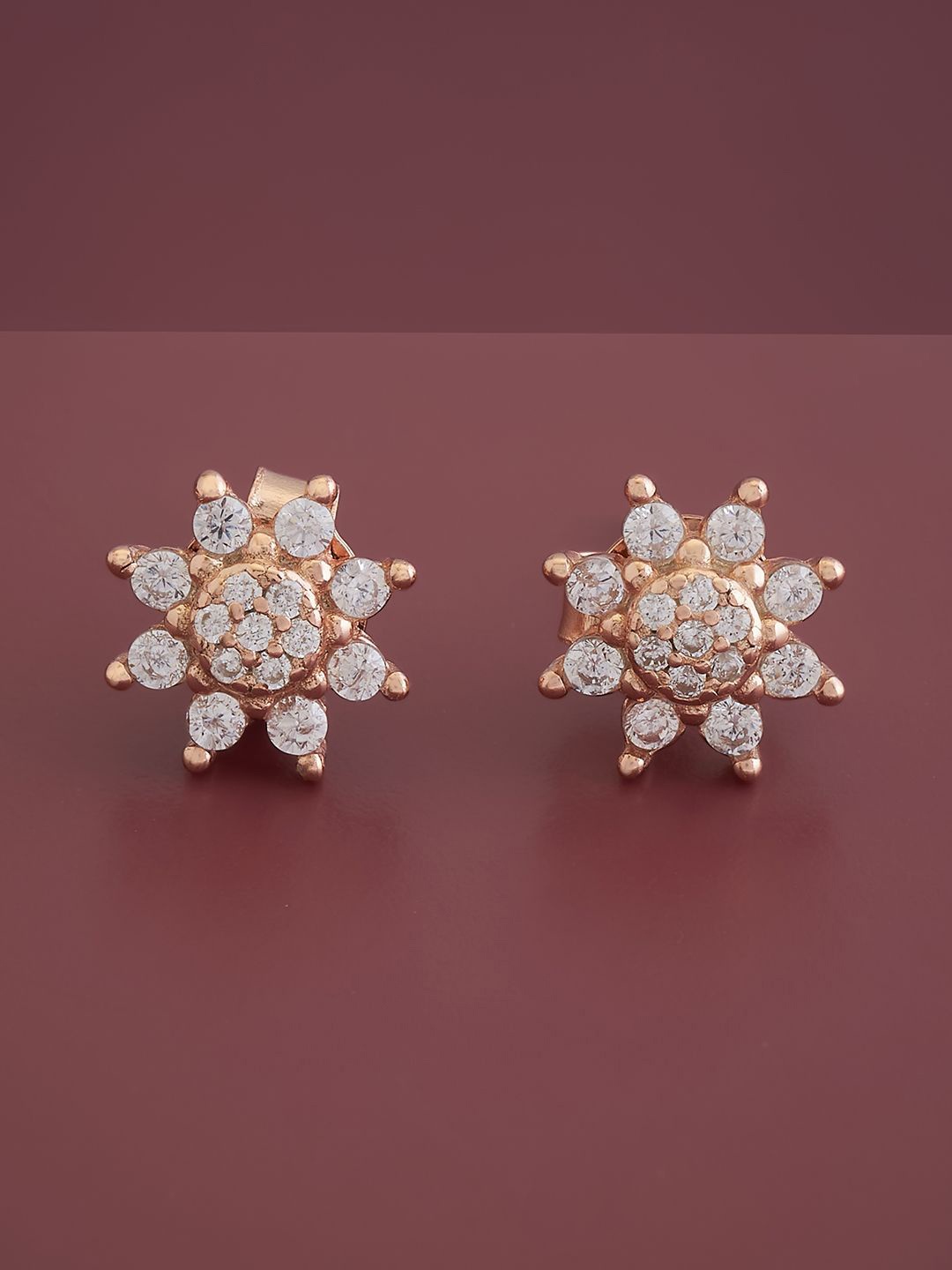 

Kushal's Fashion Jewellery Rose Gold Plated 92.5 Pure Silver Cubic Zirconia Studs