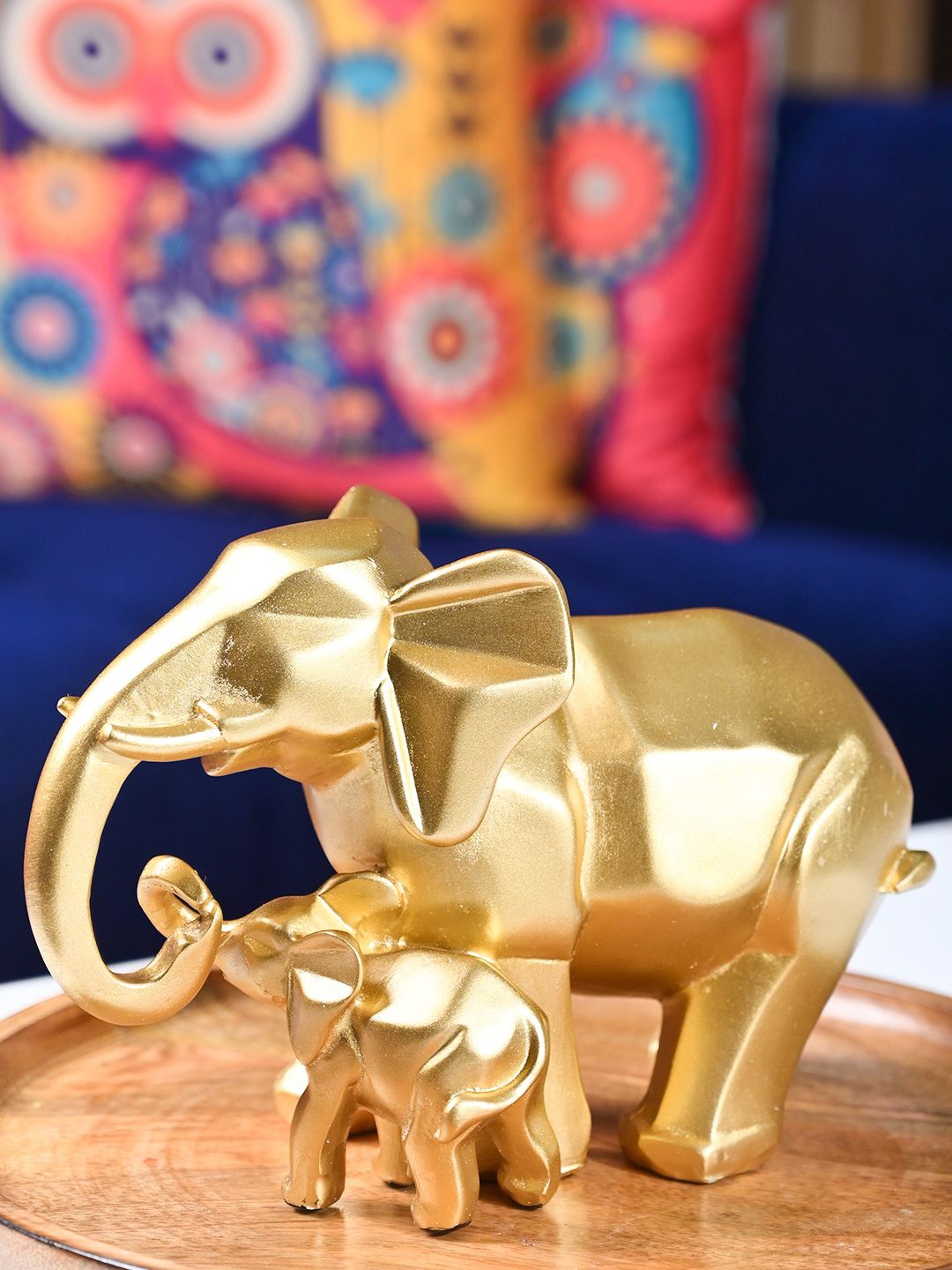 

MARKET99 Gold-Toned Ceramic Figurine Elephant Showpiece