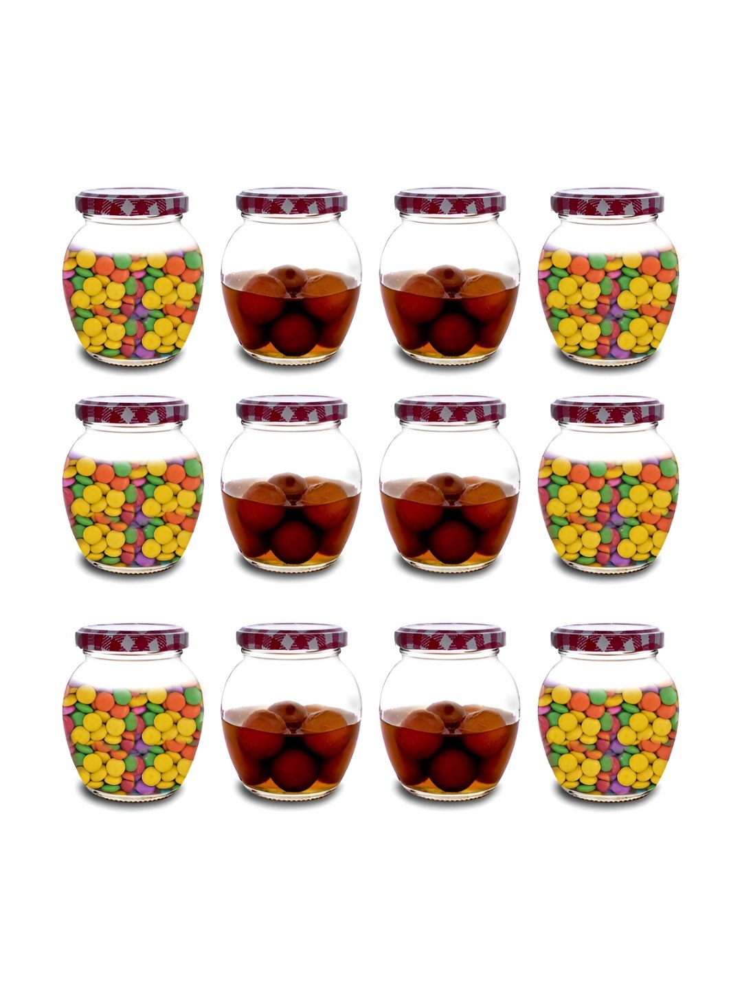 

CROCO JAR Piramal Transparent & Red 12 Pieces Glass Containers - 400 ml