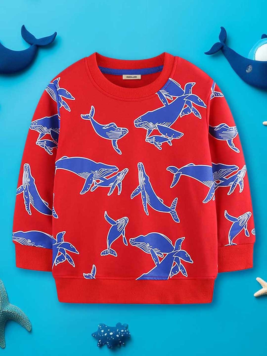 

INCLUD Boys Animal Printed Sweatshirt, Red