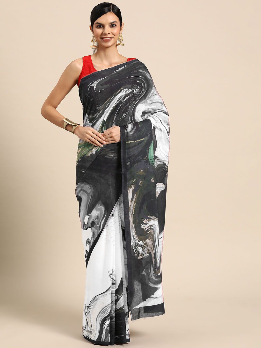 

BUTA BUTI Pure Cotton Saree, White