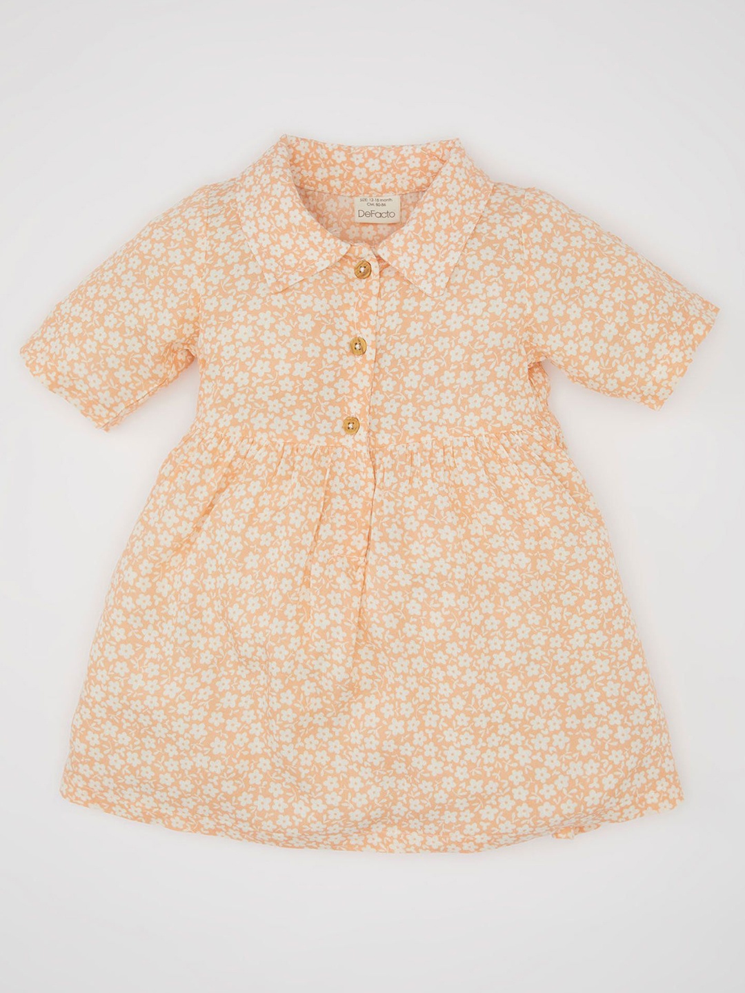 

DeFacto Floral Print Puff Sleeve Shirt Dress, Beige