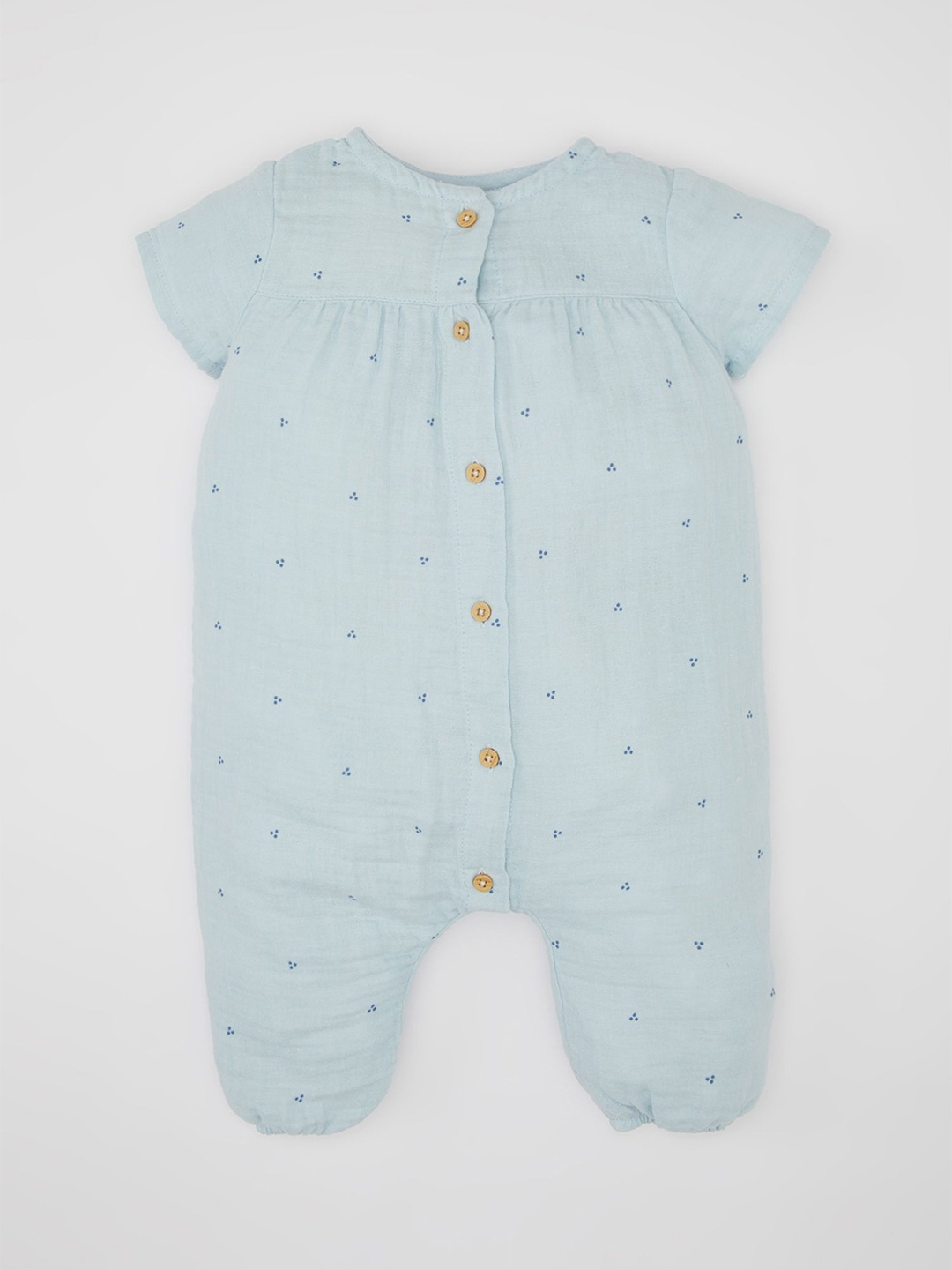 

DeFacto Infant Girls Printed Pure Cotton Rompers, Turquoise blue