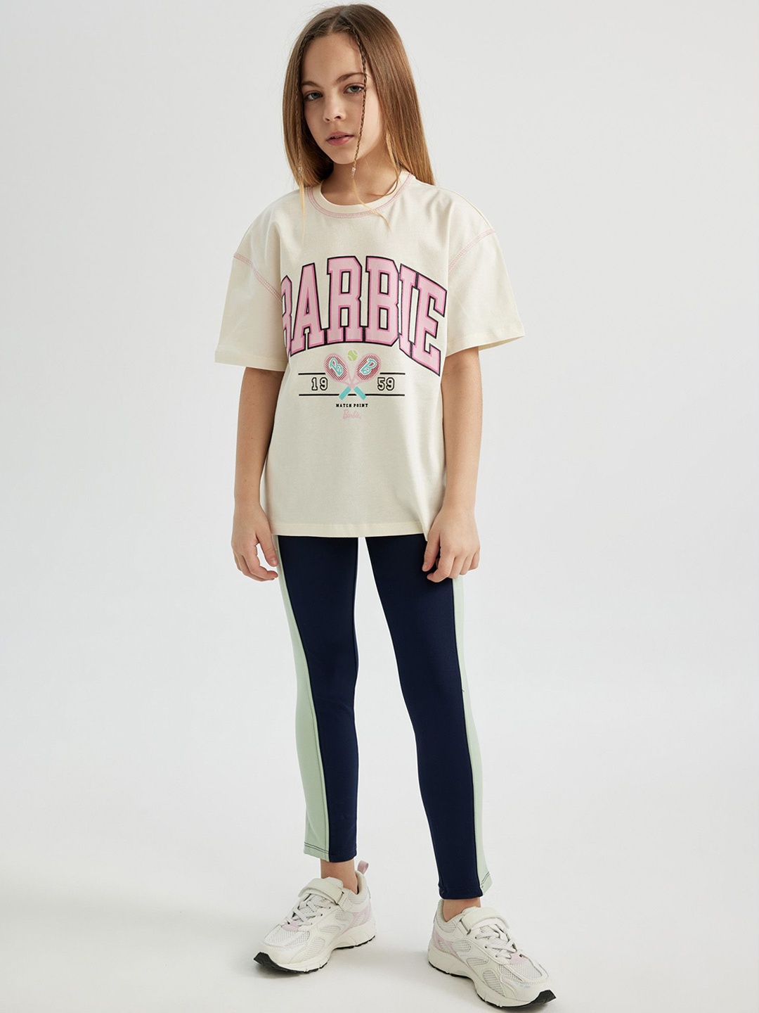 

DeFacto Girls Colorblocked Ankle-Length Leggings, Navy blue