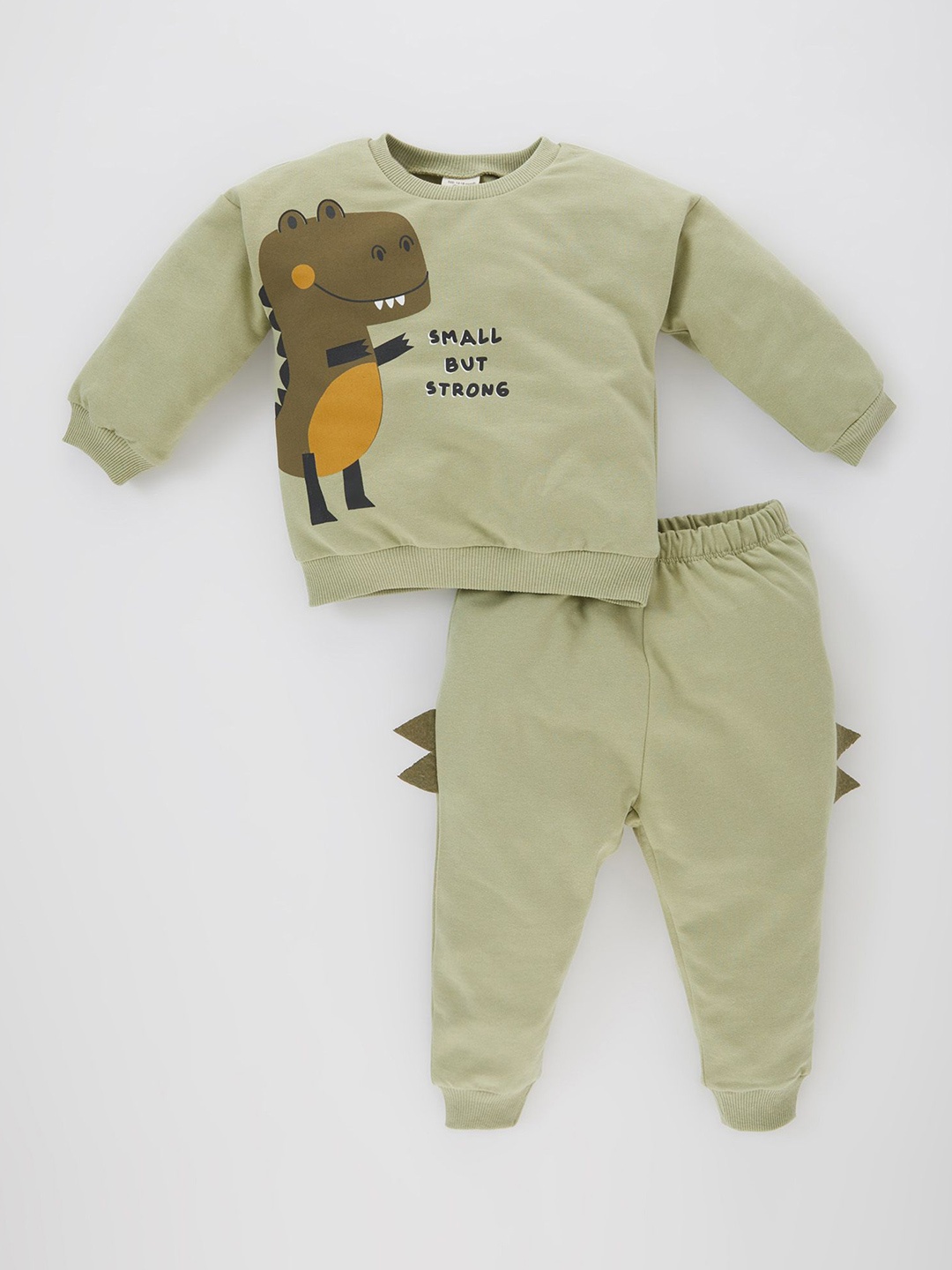 

DeFacto Boys Printed Pure Cotton Sweatshirt With Jogger, Green