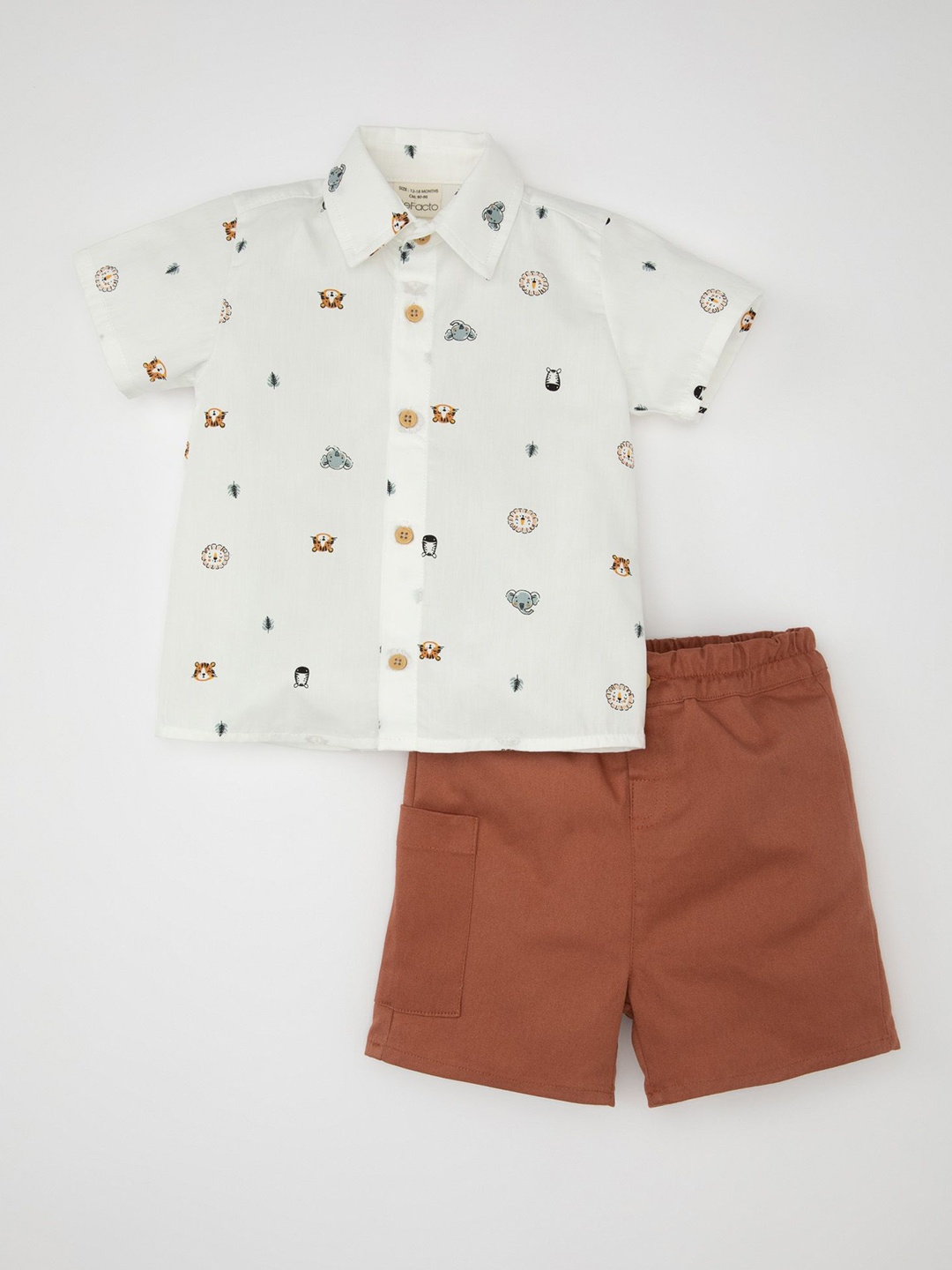 

DeFacto Boys Printed Shirt with Shorts, White