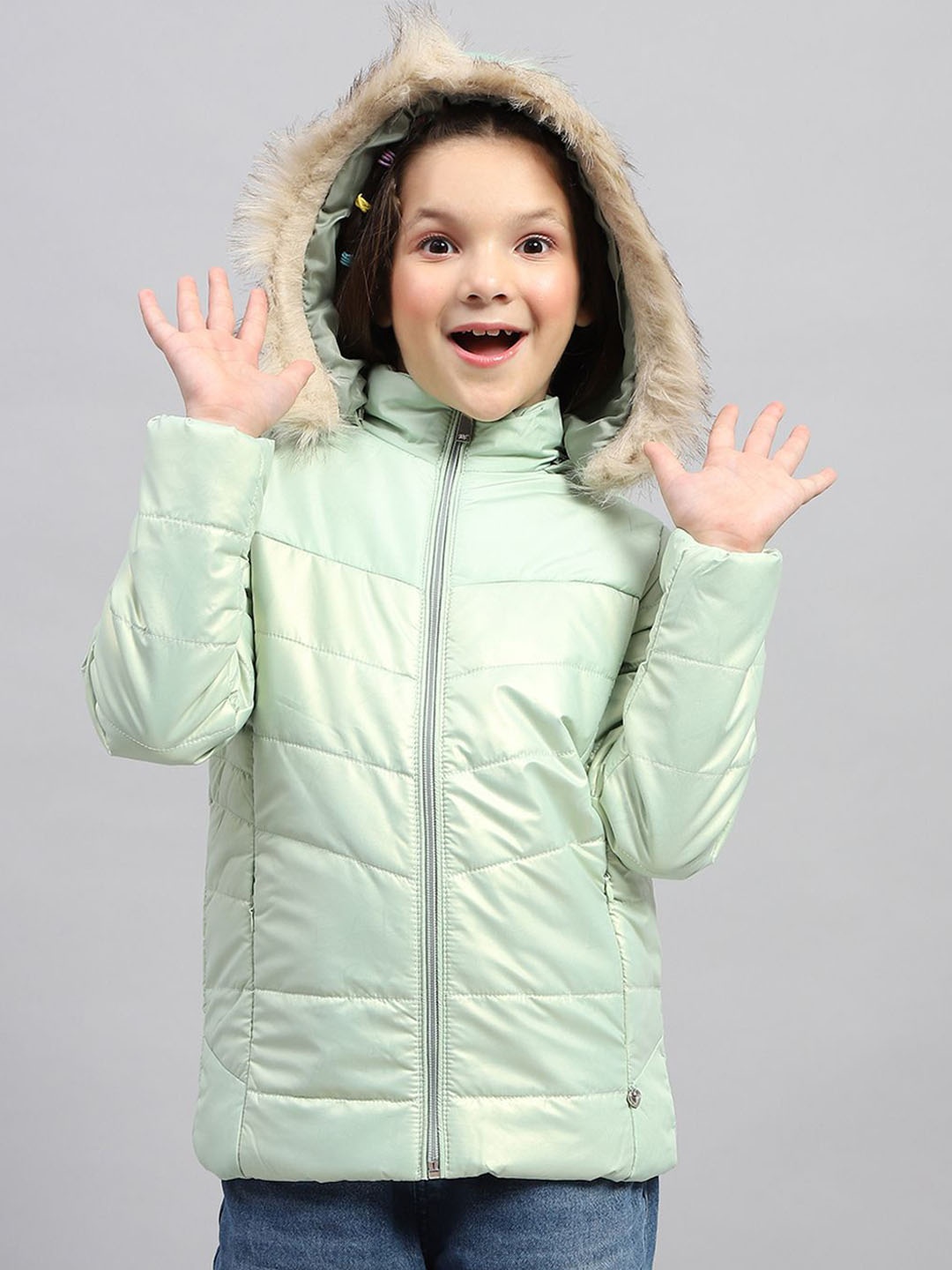 

Monte Carlo Girls Solid Hooded Parka Jacket, Sea green