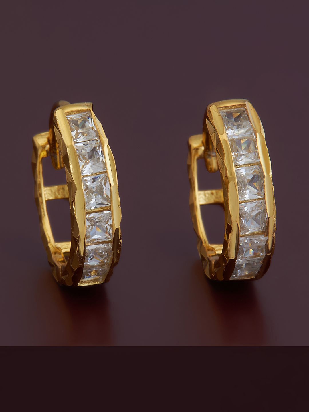 

Kushal's Fashion Jewellery Sterling Silver Cubic Zirconia Gold-Plated Hoop Earrings