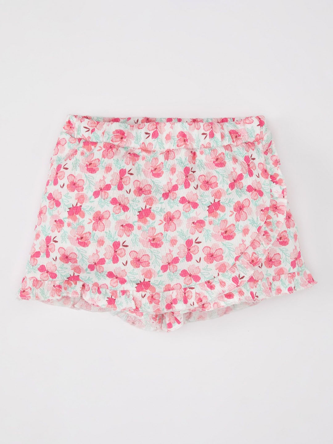 

DeFacto Girls Floral Printed Mid-Rise Shorts, Na