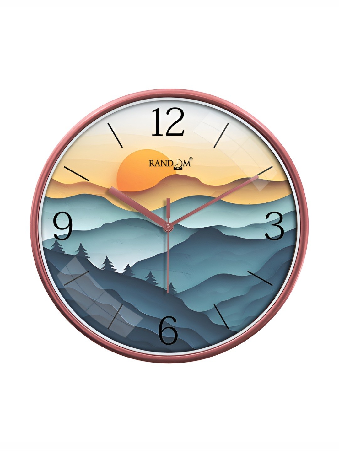 

RANDOM Printed Round Shaped Sweep Silent Movement Contemporary Wall Clock, Pink