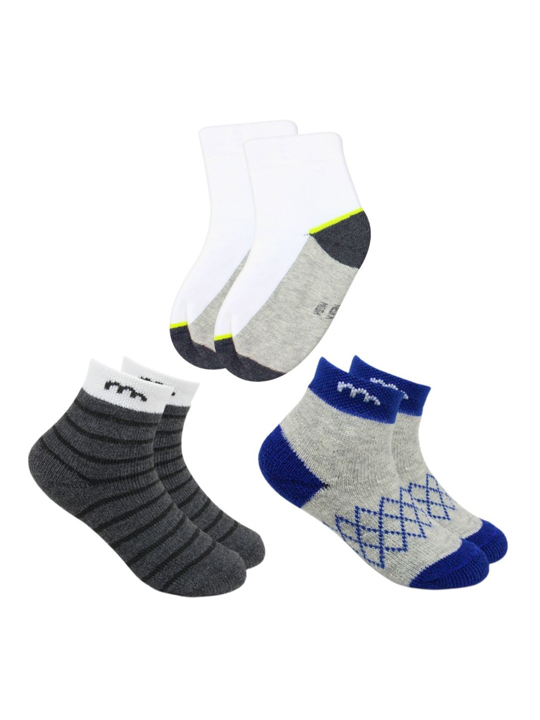 

BAESD Kids Pack Of 3 Patterned Ankle-Length Socks, Navy blue