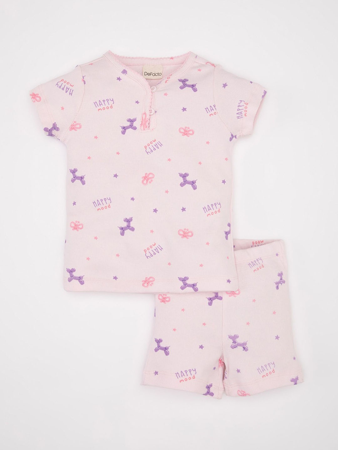 

DeFacto Girls Printed Night Suit, Pink