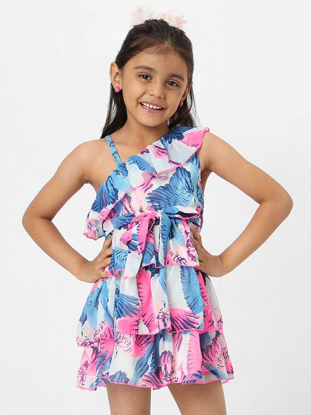 

Nautinati Girls Printed Sleeveless Dress, Blue