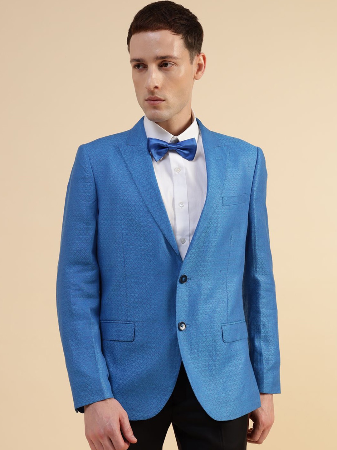 

Givo Tailored Fit Double Vent Single Breasted Linen Blazers, Blue