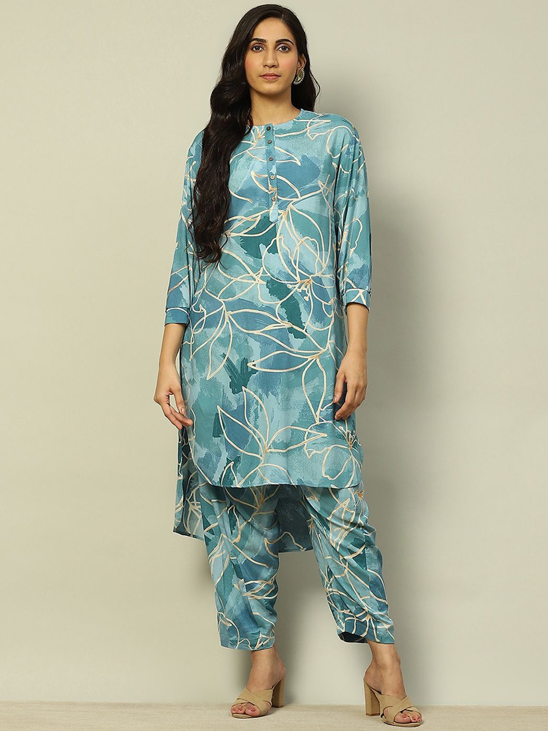 

Rangriti Floral Printed Tunic with Palazzos, Blue