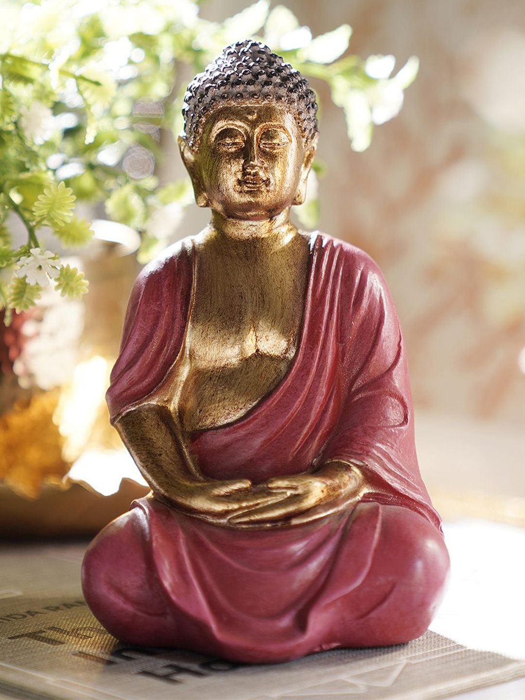 

Pure Home and Living Pink & Gold Toned Buddha Idol Showpiece