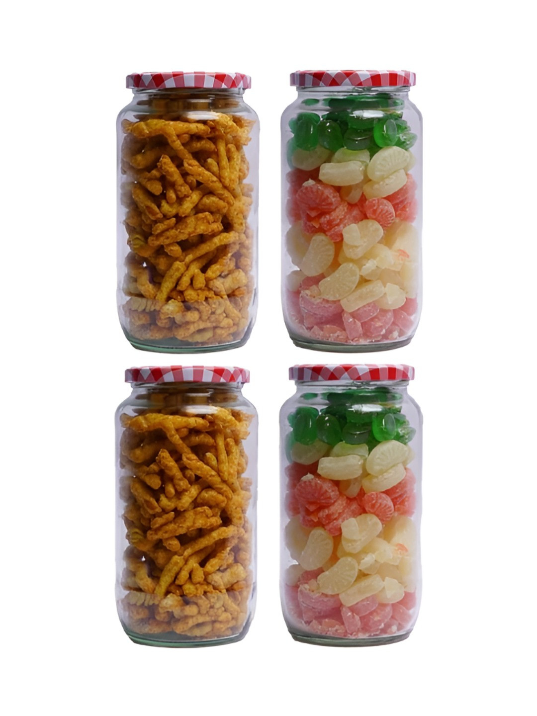 

CROCO JAR Piramal Transparent & Red 4 Pieces Glass Containers - 1000 ml