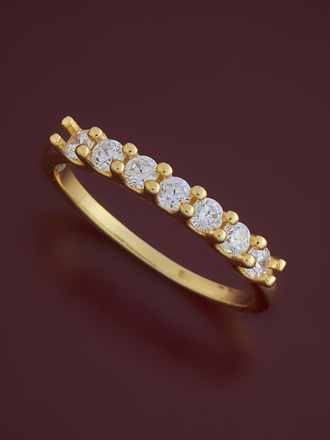 

Kushal's Fashion Jewellery Sterling Silver Gold-Plated Cubic Zirconia Finger Ring