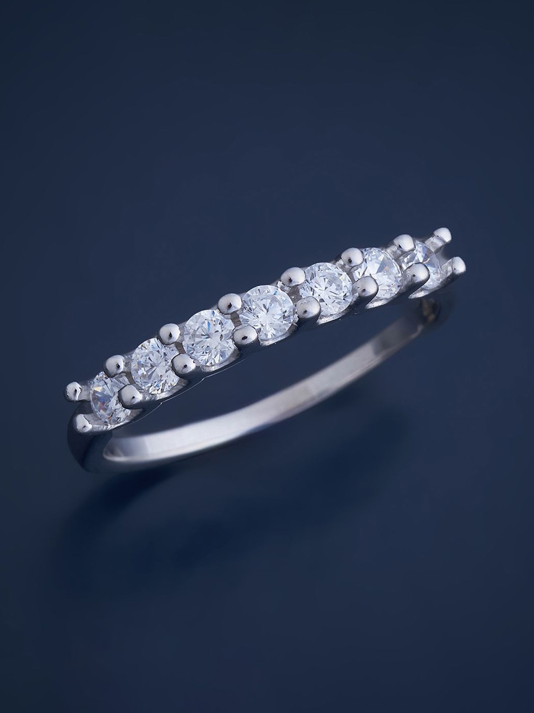 

Kushal's Fashion Jewellery Sterling Silver Silver-Plated Cubic Zirconia Finger Ring