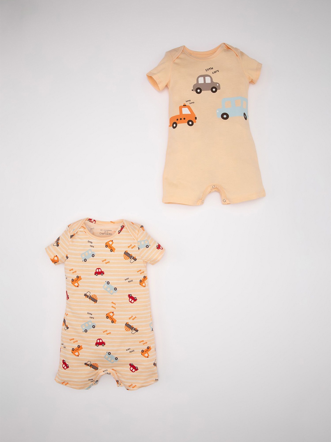 

DeFacto Boys Pack Of 2 Printed Pure Cotton Romper, Orange