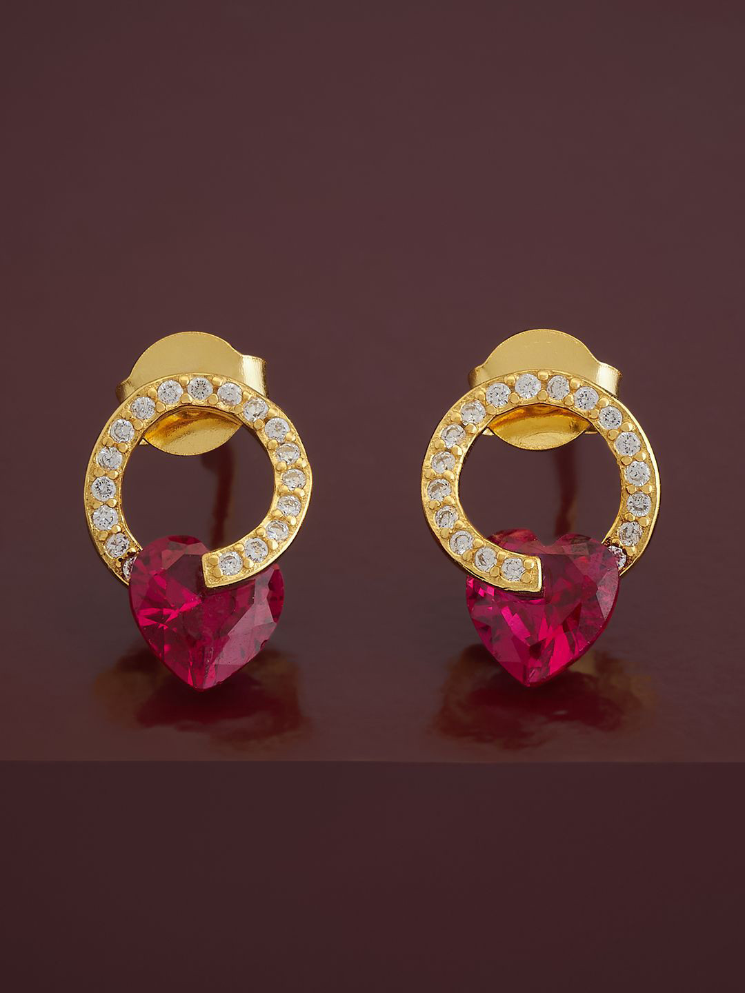

Kushal's Fashion Jewellery 92.5 Pure Silver Gold-Plated Cubic Zirconia Circular Studs