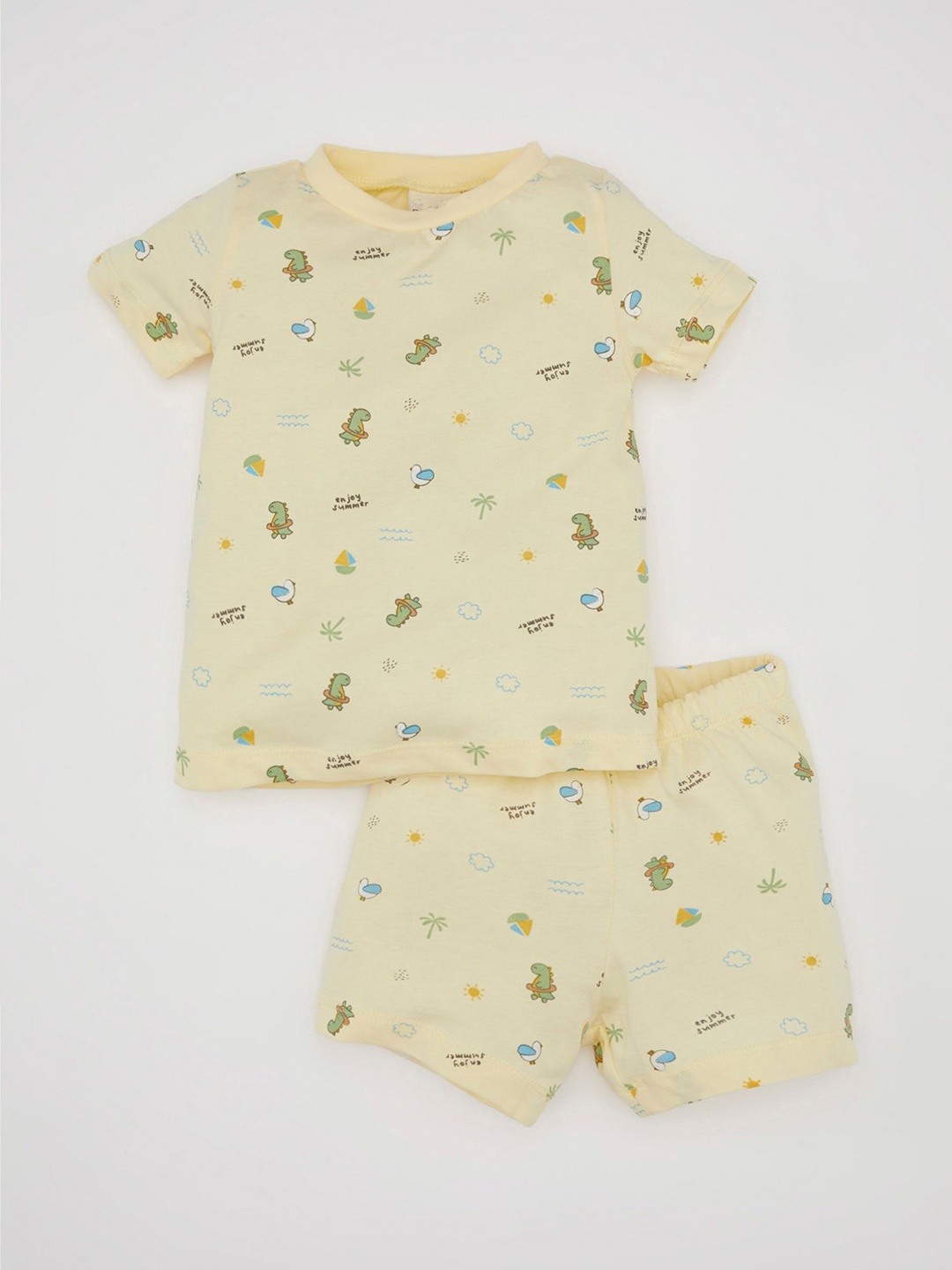 

DeFacto Boys Printed Pure Cotton Night Suit, Yellow