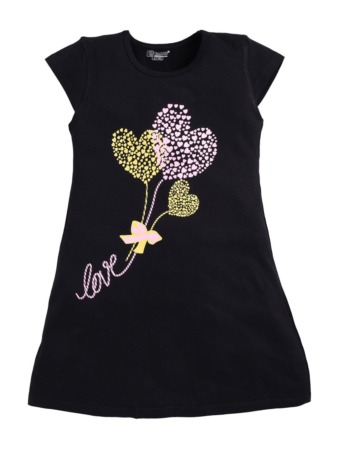 

E-TEENZ Kids-Girls Cotton Printed A-Line Mini Dress, Black