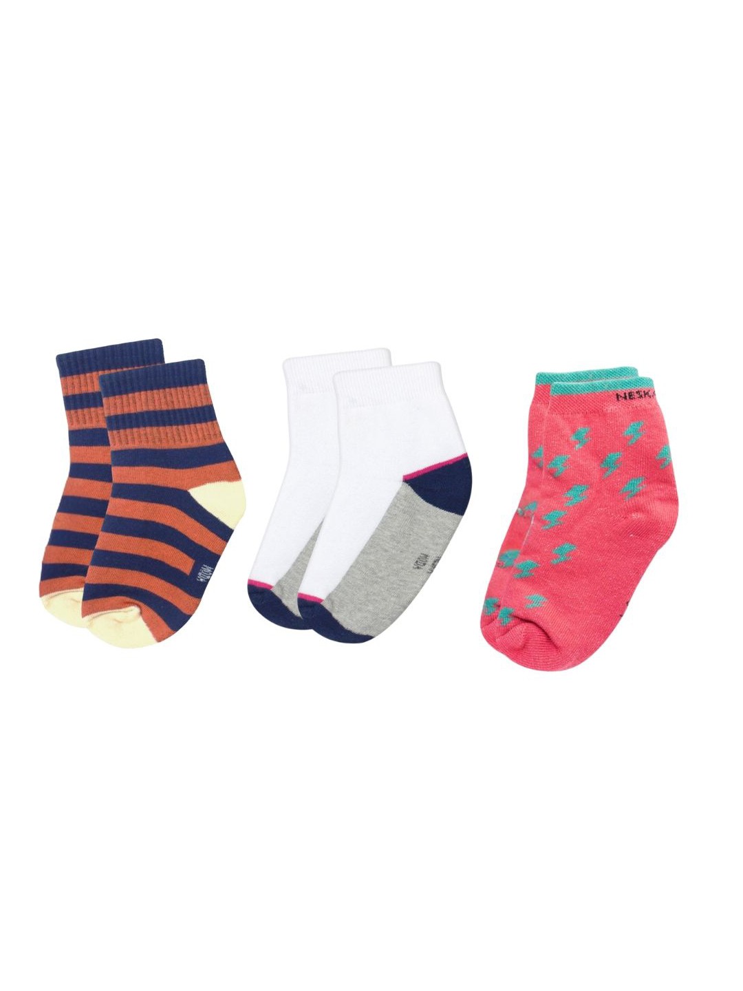 

BAESD Kids Pair Of 3 Patterned Ankle-Length Socks, Red