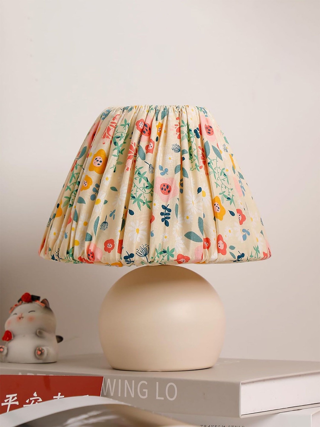 

Ekhasa Green Printed Ceramic Quirky Cylindrical Shaped Table Lamp