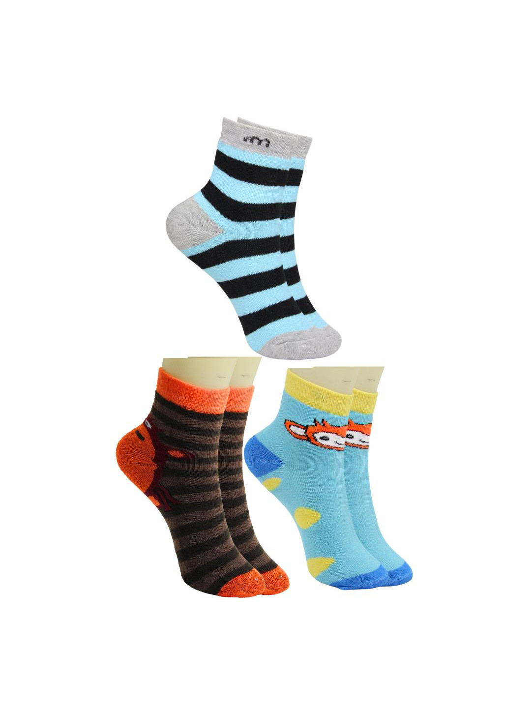 

BAESD Kids Pack Of 3 Patterned Ankle-Length Socks, Blue