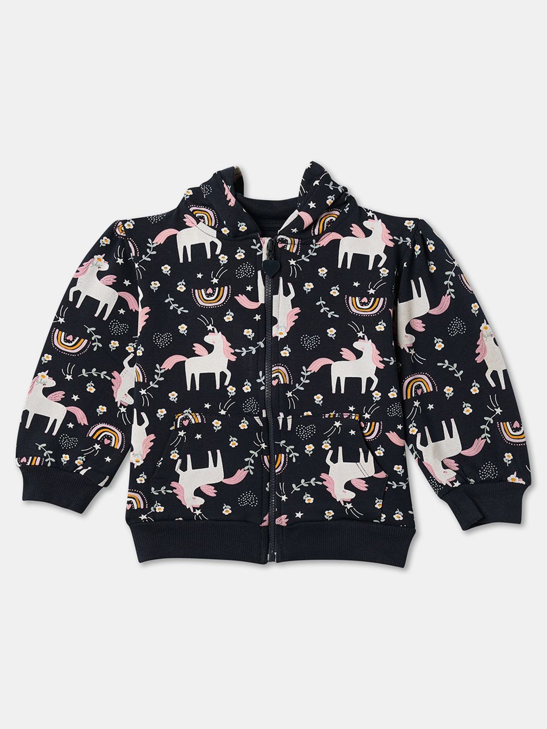 

R&B Girls Graphic Printed Hooded Sweatshirt, Black