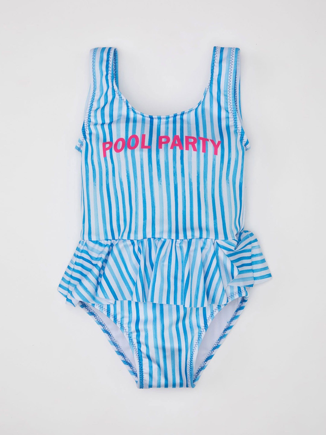 

DeFacto Girls Striped Round Neck Swim Set, Blue
