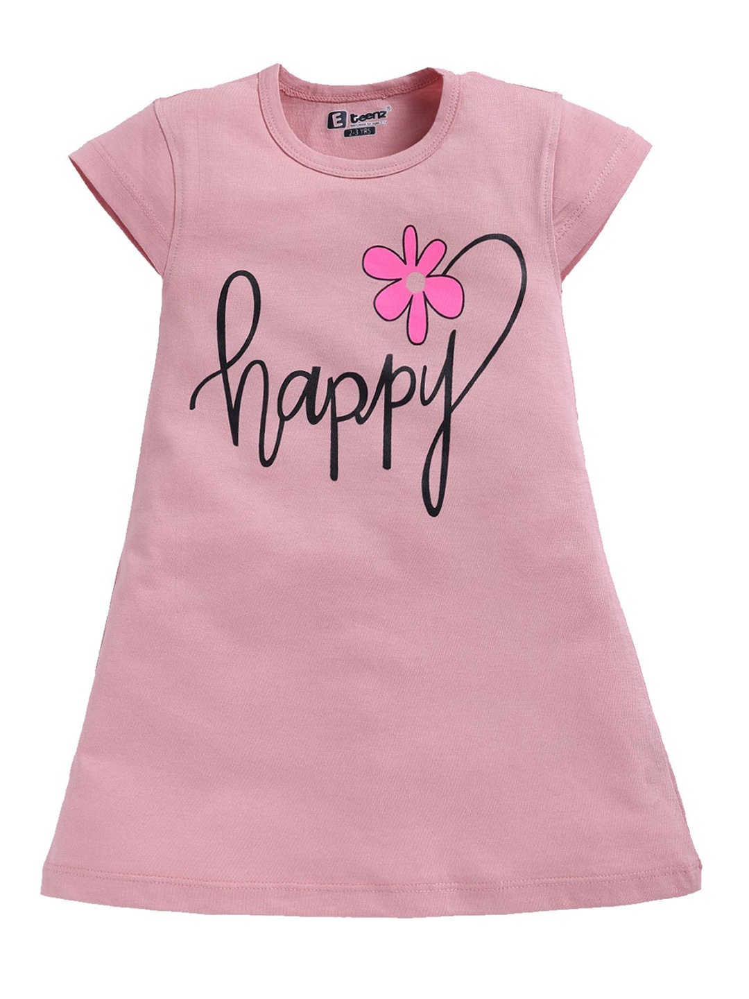 

E-TEENZ Kids-Girls Cotton Printed A-Line Mini Dress, Pink