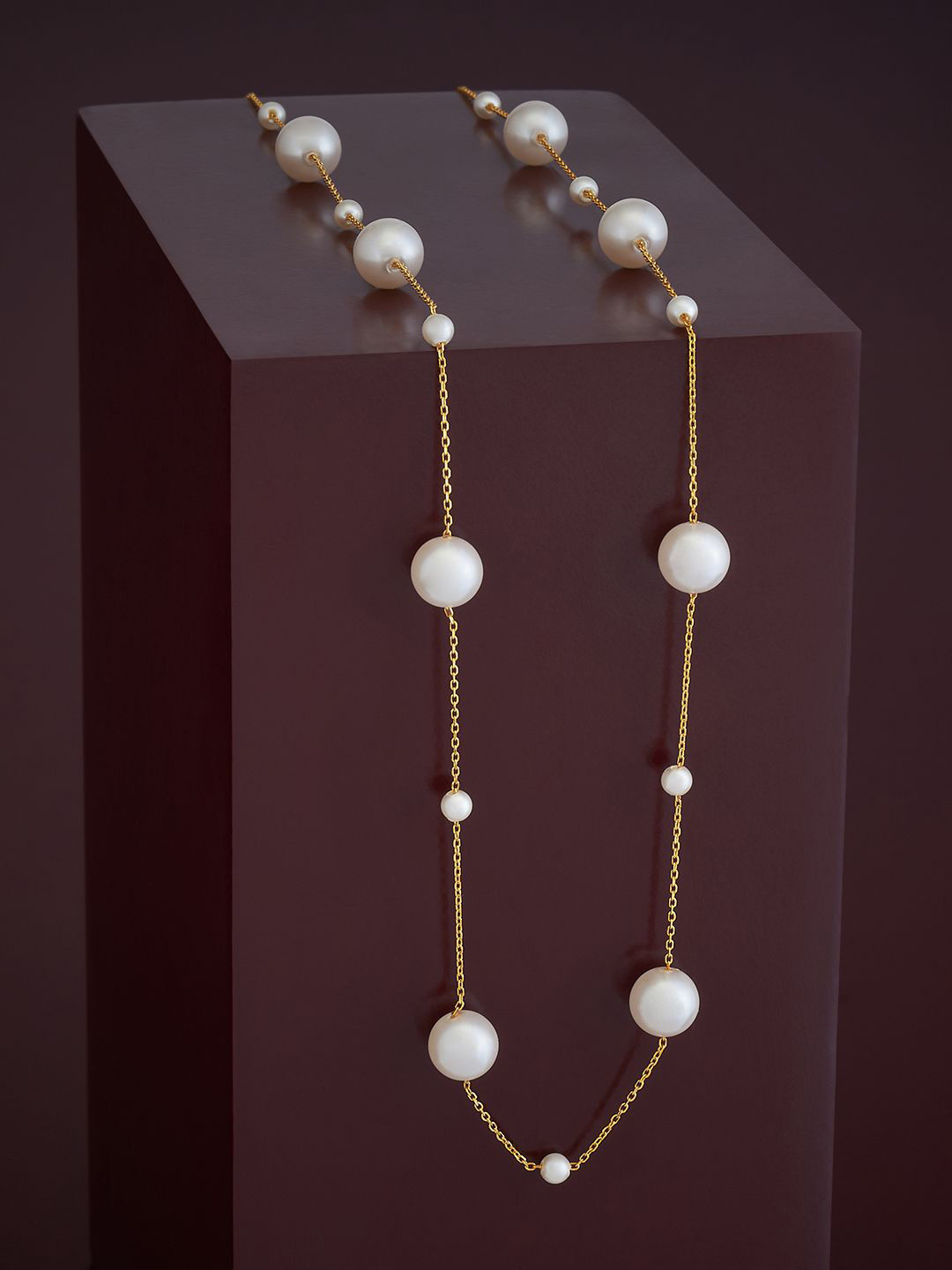 

Kushal's Fashion Jewellery Gold Plated 92.5 Pure Silver Pearls Chain