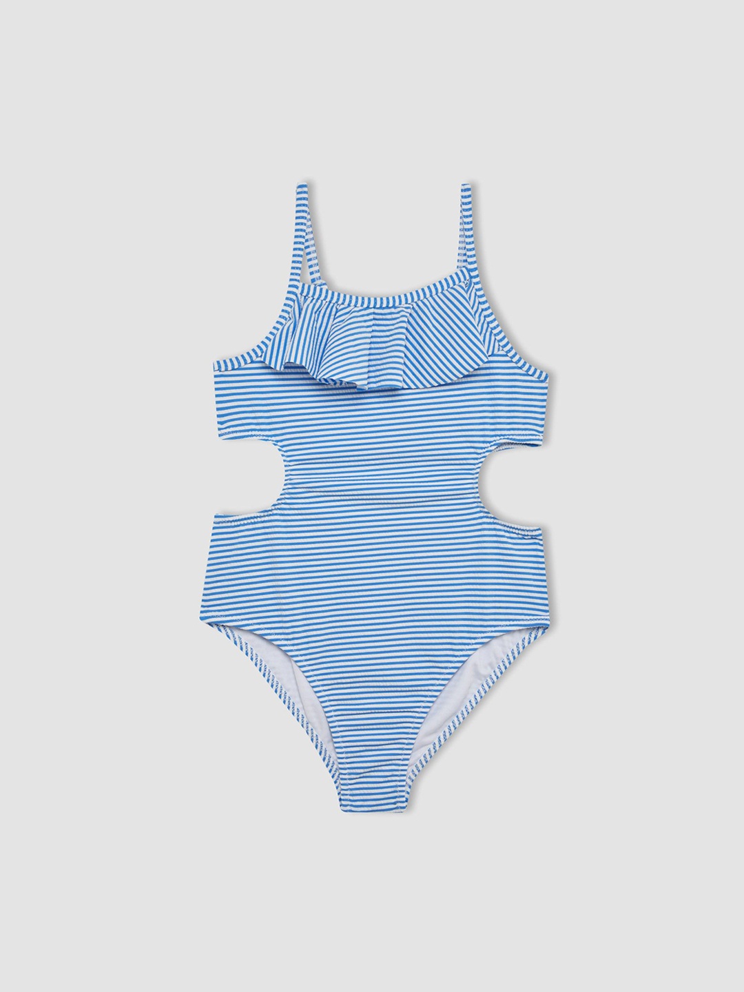 

DeFacto Girls Striped Round Neck Swim Set, Blue