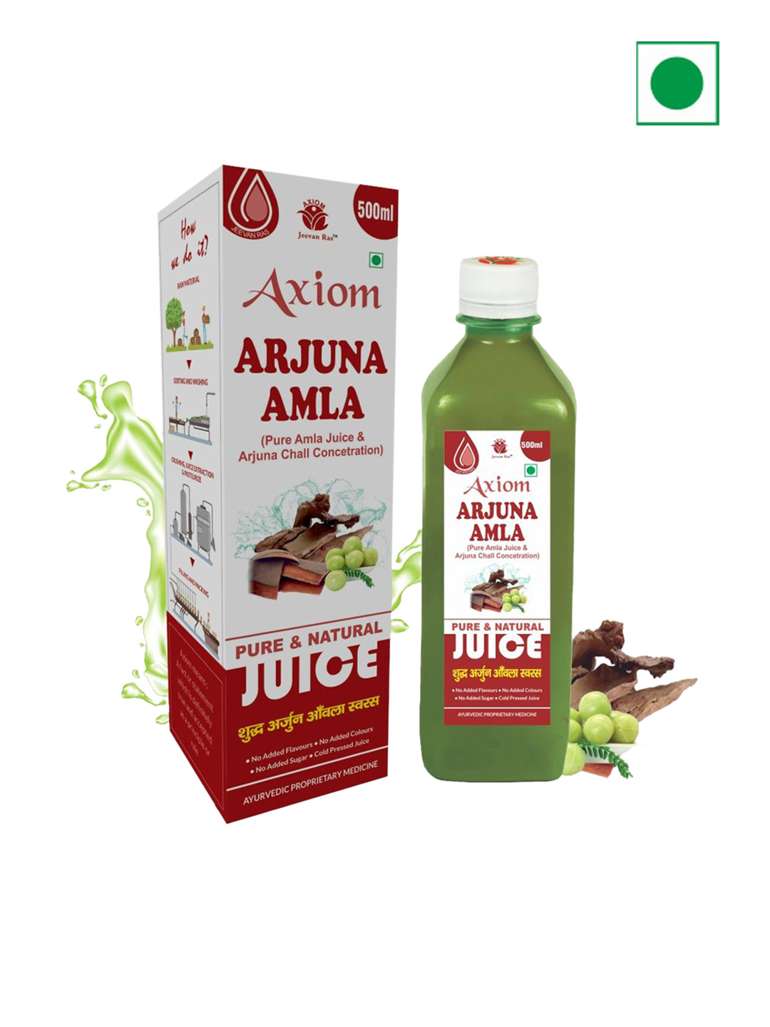 

Axiom Set Of 2 Arjuna Amla Juice - 500ml Each, Green
