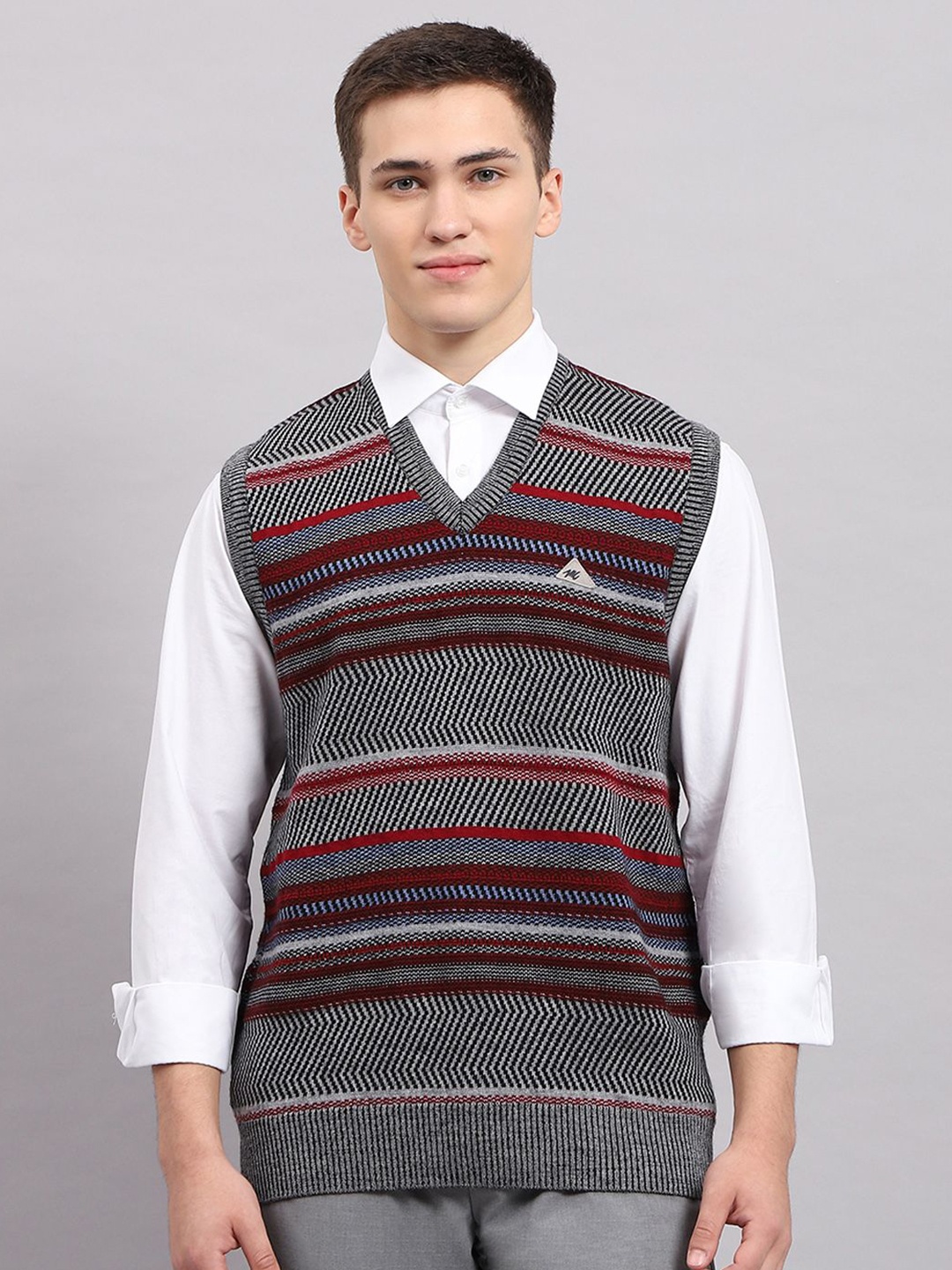 

Monte Carlo Men Striped Woollen Pullover, Maroon