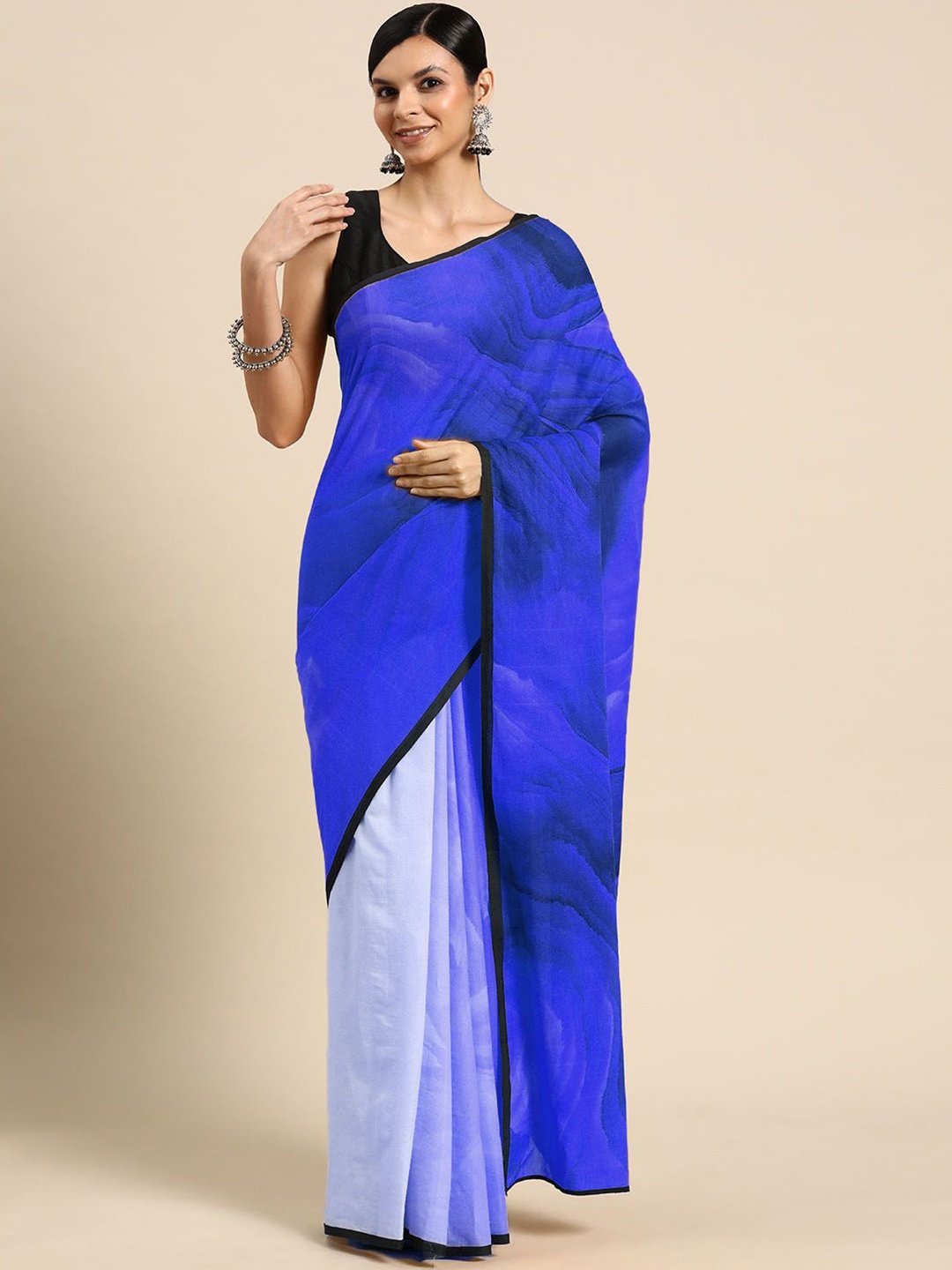 

BUTA BUTI Pure Cotton Saree, Navy blue
