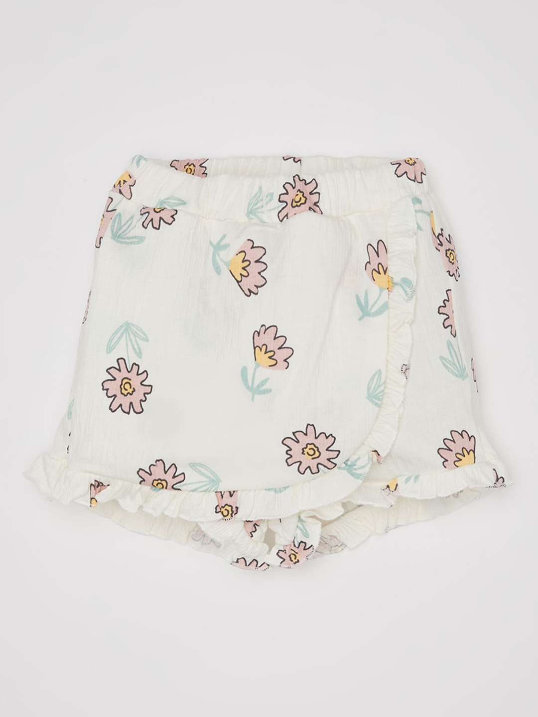 

DeFacto Girls Floral Printed Shorts, Off white